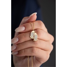 Silvano Jewelry 925 Ayar Gümüş Gold Zirkon Taşlı Ayak Kolye