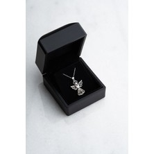 Silvano Jewelry 925 Ayar Gümüş Işıklı Kutu Kalp Tektaş Melek Kolye
