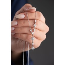 Silvano Jewelry 925 Ayar Gümüş Zirkon Taşlı Akışlı Yıldız Kolye