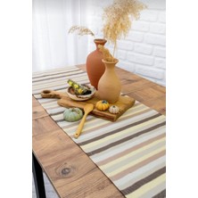 Bohem Çizgili Keten Görünümlü Runner-Masa Örtüsü 40X170 cm /dikdörtgen