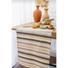 Bohem Çizgili Keten Görünümlü Runner-Masa Örtüsü 40X170 cm /dikdörtgen