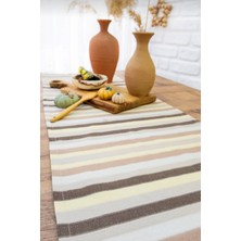 Bohem Çizgili Keten Görünümlü Runner-Masa Örtüsü 40X170 cm /dikdörtgen