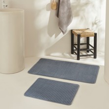 Karaca Home Ekose Embos 2'li Banyo Paspası Indigo