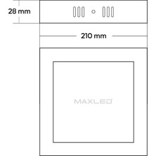 Maxled MX-1068G - 18W 3000K Gün Işığı | Siyah Kasa Sıva Üstü Kare LED Panel