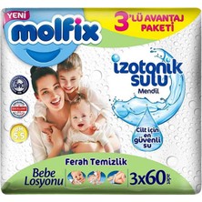 Molfix Izotonik Sulu Ferah Temizlik Islak Havlu Mendil 3'lü 180 Yaprak