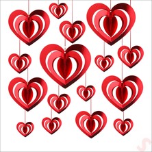 Süsle Bebek ve Parti 3 Boyutlu Döner Sarkıt 16 Adet Kalp Tavan Süs Seti