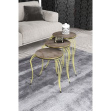 Gold Falez Zigon Sehpa Lükens Çift Gold Gordion