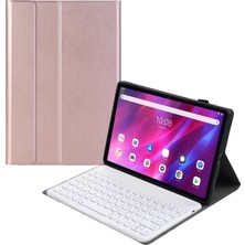 ZH Store Lenovo Qitian K10 TB-X6C6X Için YAK10 Bluetooth Klavye Deri Kılıf Altın Gül (Yurt Dışından)