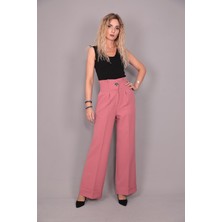 Önder Özsoy Duble Paça Yüksek Bel Pantolon-Gül Kurusu