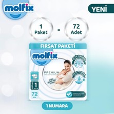 Molfix Premium Bebek Bezi Fırsat Paketi 1 Beden 2-5 kg 72 Adet