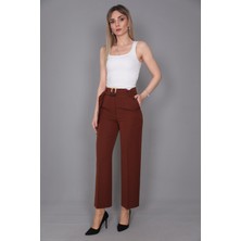Tokalı Kemerli Pantolon-Kestane