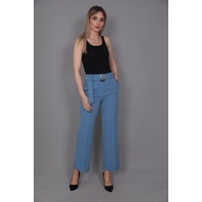 Tokalı Kemerli Pantolon-Deniz