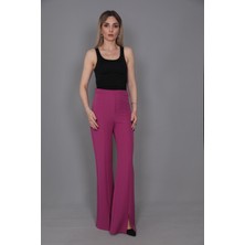 Yırtmaçlı Ispanyol Paç Pantolon-Fuşya