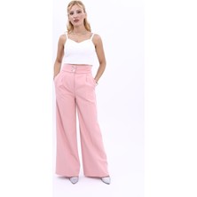 Önder Özsoy Korsaj Kemer Yüksek Bel Palazzo Pantolon-Pudra