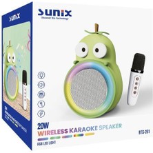 Sunix 20W 2400 Mah Karaoke Mikrofonlu Ledli Bluetooth Hoparlör BTS-251