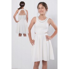 Taş Detaylı Abiye Ekru MDV344