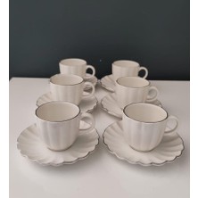 Kütahya Porselen Bone Luz Form 12 Parça Kahve Fincan Takımı Platin File