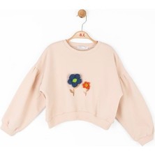 Kız Çocuk Örgü Çiçekli Sweat