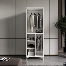 GuneyStore Ücretsiz Montaj -%100 MDF Oslo 2 Kapaklı - Beyaz Gardırop - MDF Dolap - Elbise Dolabı