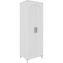 GuneyStore Ücretsiz Montaj -%100 MDF Oslo 2 Kapaklı - Beyaz Gardırop - MDF Dolap - Elbise Dolabı