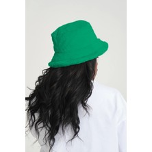 Robanu Peluş Bucket Şapka | Yeşil Balıkçı Kova Şapka
