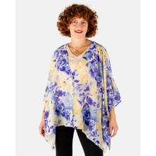 Lila V Yaka Önden Düğmeli Empirme Kadın Kimono | Portakal Esintisi