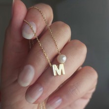 Vaoov 925 Ayar Gümüş Minimal Harfli Inci Kolye