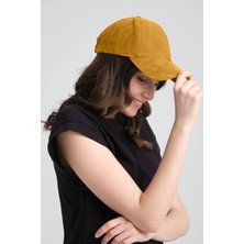 Robanu Unisex Süet Spor Şapka | Ayarlanabilir Cırtlı Hardal Kep Şapka | Süet Baseball Cap