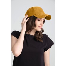 Robanu Unisex Süet Spor Şapka | Ayarlanabilir Cırtlı Hardal Kep Şapka | Süet Baseball Cap
