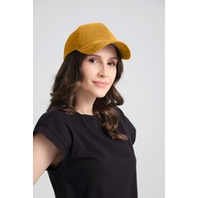 Robanu Unisex Süet Spor Şapka | Ayarlanabilir Cırtlı Hardal Kep Şapka | Süet Baseball Cap