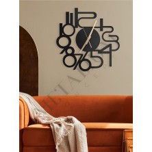 Metalium Concept Dekoratif Türkçe Rakamlı Sessiz Siyah Metal Duvar Saati 45X45CM