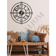Metalium Concept Dekoratif Türkçe Rakamlı Sessiz Siyah Metal Duvar Saati 60X60CM