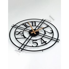 Metalium Concept Dekoratif Türkçe Rakamlı Sessiz Siyah Metal Duvar Saati 60X60CM