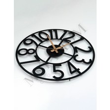 Metalium Concept Dekoratif Türkçe Rakamlı Sessiz Siyah Metal Duvar Saati 45X45CM