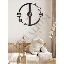 Metalium Concept Dekoratif Sessiz Siyah Metal Duvar Saati 60X60CM