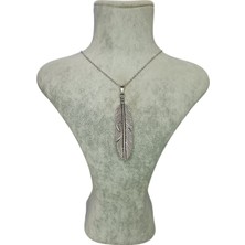 Mos Tespih Kuş Tüyü Gümüş Renk Kolye