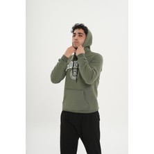 Safe Tasarım  Pamuklu Içi Polarlı Kapüşonlu Haki Sweatshirt