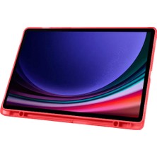 Fuchsia Galaxy Tab S10 Plus Uyumlu 12,4 Inç Kılıf Fuchsia Akıllı Kalem Bölmeli Standlı Tri Folding Smart Kılıf