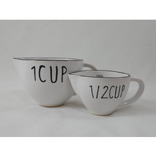 Arte Horeca 2'Li Seramik Ölçü Kasesi, Ölçü Bardaği Seti, Kupa Bardak Ölçü Kabı 250 Mı / 500 Ml