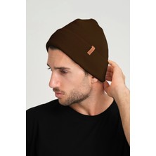 Kahve Rengi Örme Basic Bere | Unisex Basic Bere