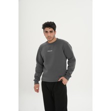 Safe Tasarım Pamuklu Içi Polarlı Bisiklet Yaka Sweatshirt