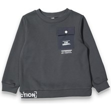 Harika Kids Erkek Çocuk Kalın Baskılı-Cepli Sweatshirt