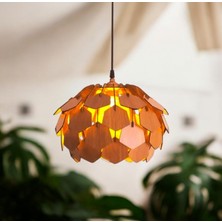 Hü Ma Tasarım ve Aksesuar Circle Modern Aydınlatma Tasarım Globe Küre Doğal Ahşap Mdf 3D Lazer Kesim Rustik Salon Avize Aplik