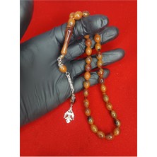 Mos Tespih Kahverengi Hareli Toz Kehribar Tesbih