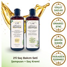 Lar Herbal Parabensiz Keratin, Kolajen ve Biotin İçeren Onarıcı Dolgunlaştırıcı Şampuan(350ml&Onarıcı Saç Kremi(350 ml) 2li  Avantajlı Saç Bakım Seti