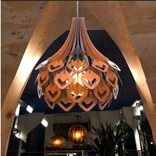Hü Ma Tasarım ve Aksesuar Salon Ofis Cafe Circle Küre Doğal Ahşap Mdf 3D Lazer Kesim Rustik Salon Avize Modern Aydınlatma