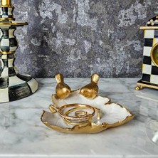 Ella's Design Studio Dekoratif Kuşlu Tabak Gold