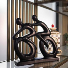 Ella's Design Studio Dekoratif Soyut Bisikletli Çift Sevgili Biblo Siyah