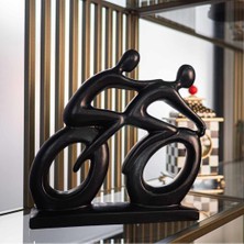Ella's Design Studio Dekoratif Soyut Bisikletli Çift Sevgili Biblo Siyah