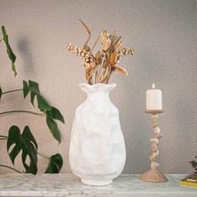 Ella's Design Studio Dekoratif Dokulu Holbox Vazo Seti Beyaz